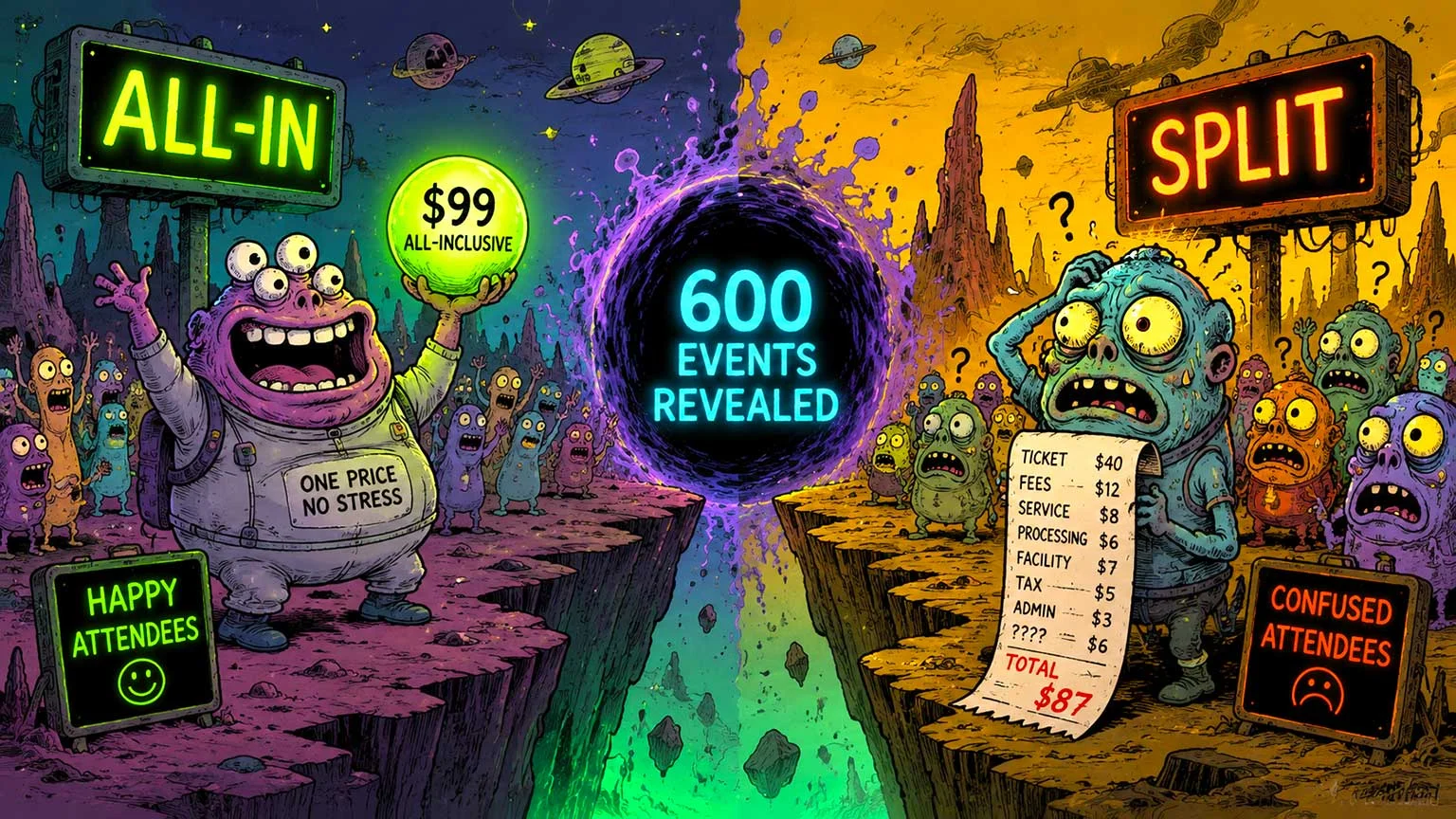 All-In vs Split Pricing: What 600 Events Revealed